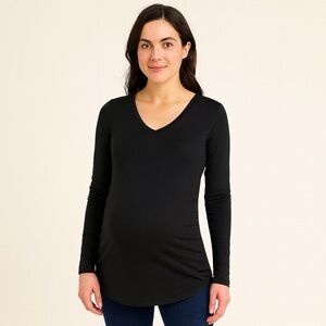 A Pea in the Pod x Grey State Black Long Sleeve Maternity Tee